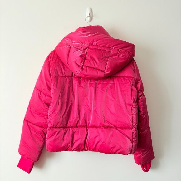 Gap Big Puff Cropped Jacket in Super Neon Hot Pink Size Small - Picture 7 of 12